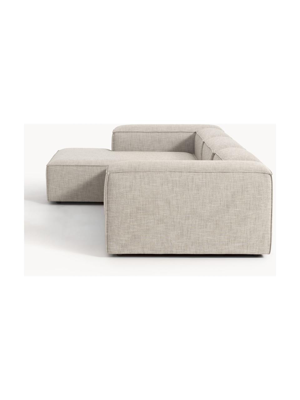 Modulares Ecksofa Lennon aus Leinen-Mix, Bezug: 50 % Viskose, 25 % Leinen, Gestell: Fichtenholz, Sperrholz, m, Leinen-Mix Grau, B 327 x T 180 cm, Eckteil links