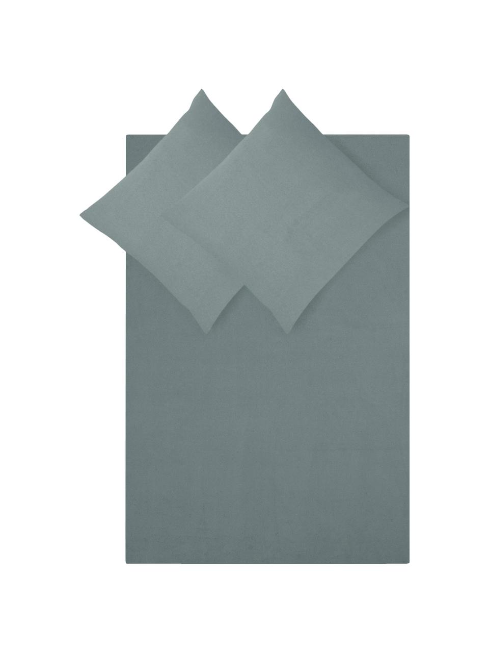 Pościel z flaneli Biba, Zielony, 135 x 200 cm + 1 poduszka 80 x 80 cm