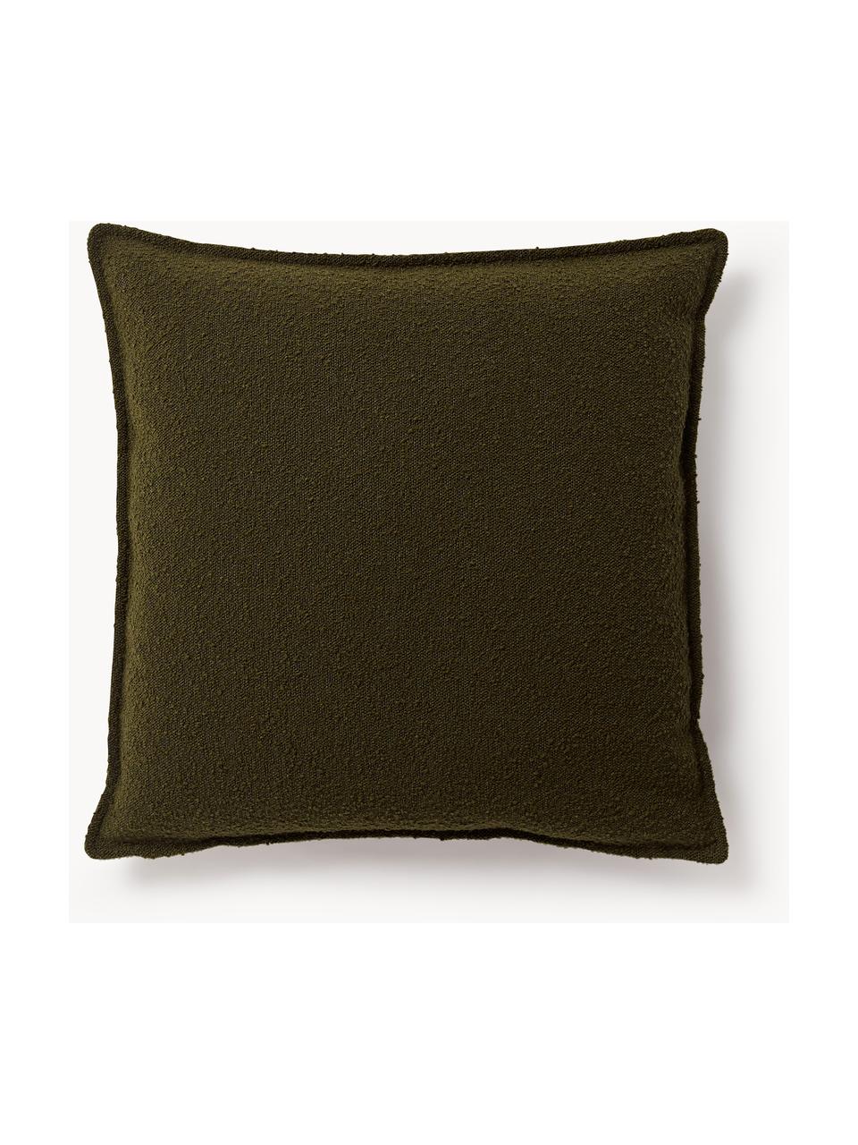 Coussin canapé en bouclette Lennon, Bouclette vert olive, larg. 70 x long. 70 cm