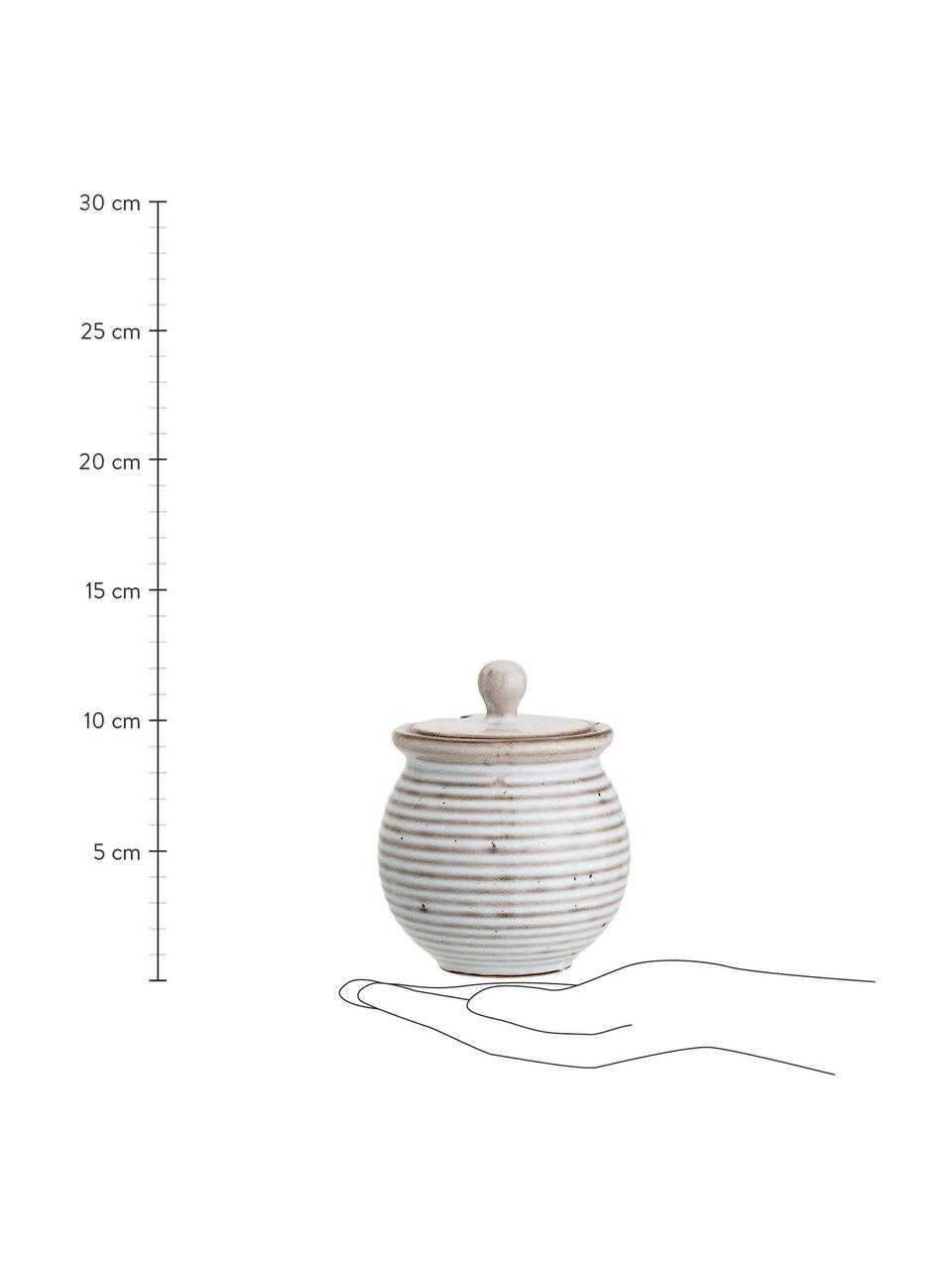 Zuccheriera con cucchiaio Stag, Contenitore: terracotta, Cucchiaio: bambù, Grigio, marrone, Ø 10 x Alt. 12 cm