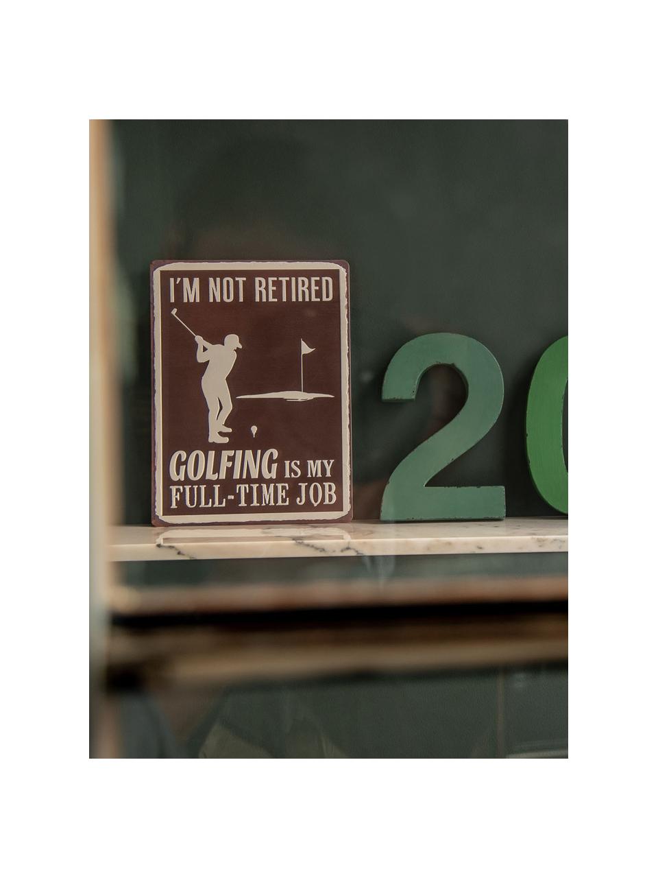 Dekoracja z metalu Golf, Metal, Brązowy, biały, S 26 x W 35 cm