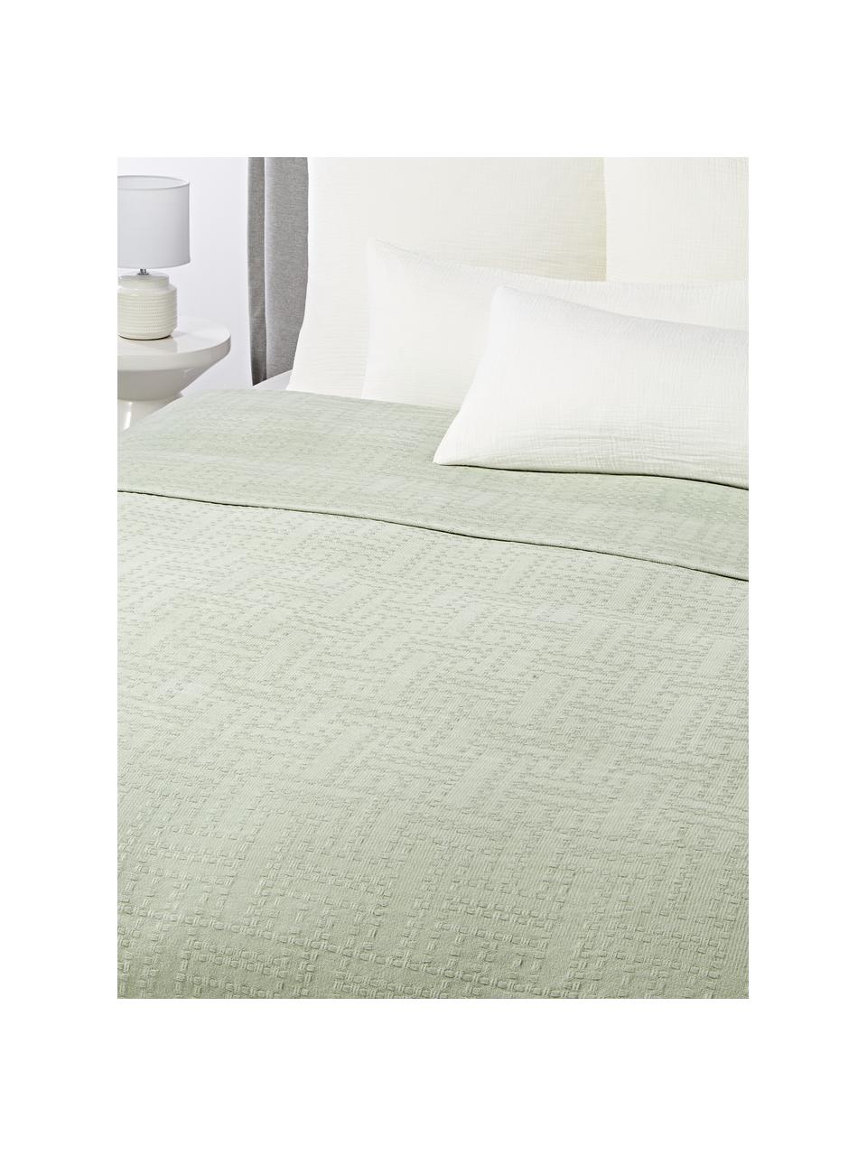 Couvre-lit en coton Lazlo, 100 % coton

Le matériau est certifié STANDARD 100 OEKO-TEX®, 5763CIT, CITEVE, Vert sauge, larg. 230 x long. 250 cm (pour lits jusqu'à 180 x 200 cm)