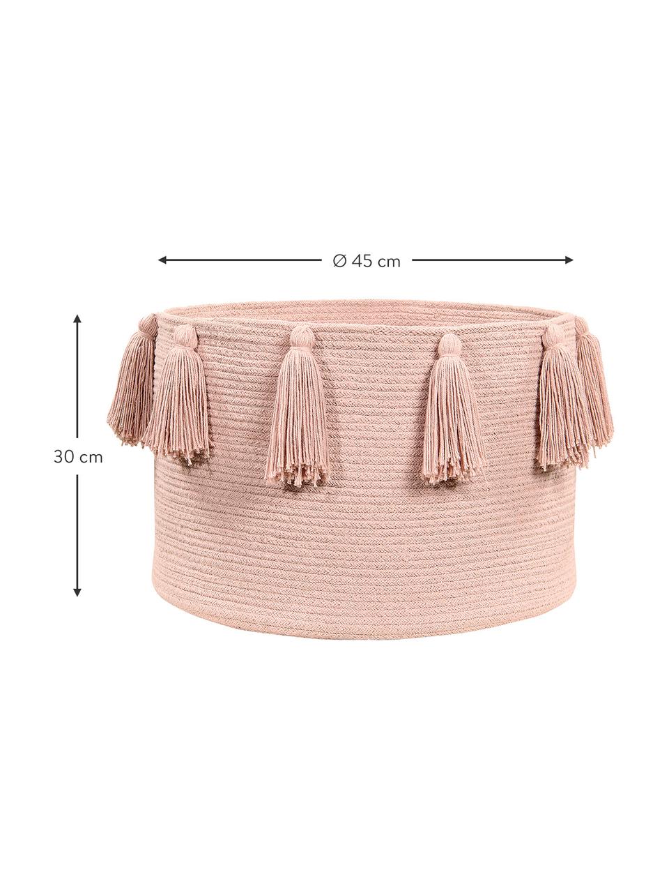 Cesta Tassels, 97% algodón, 3% algodón reciclado, Rosa, Ø 45 cm