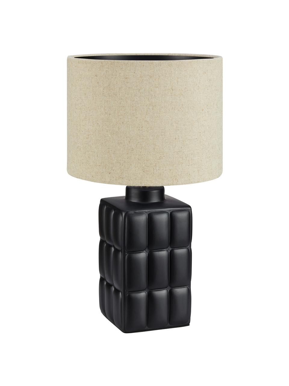 Lampada moderna da tavolo in ceramica Cuscini, Paralume: tessuto, Base della lampada: ceramica, Beige, nero, Ø 24 x Alt. 43 cm