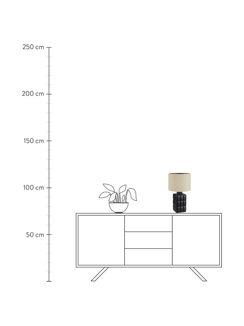 Moderní keramická lampička na noční stolek Cuscini, Béžová, černá, Ø 24 cm, V 43 cm