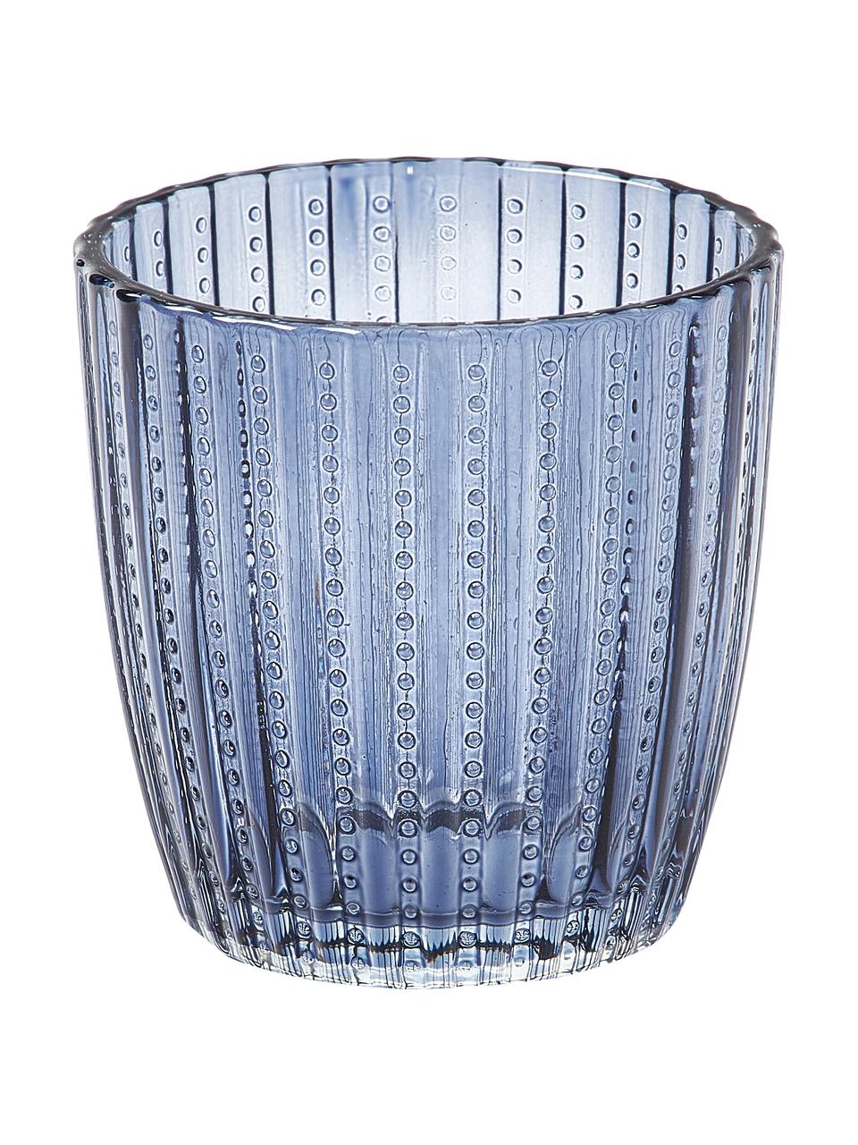 Set de portavelas de vidrio Marilu, 4 uds., Vidrio, Azul, Ø 8 x Al 8 cm