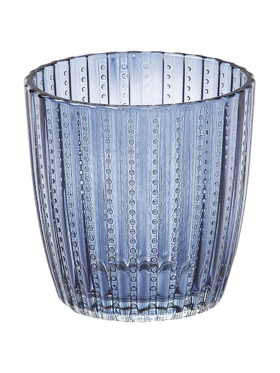Waxinelichthoudersset Marilu van glas, 4-delig, Glas, Blauw, Ø 8 x H 8 cm