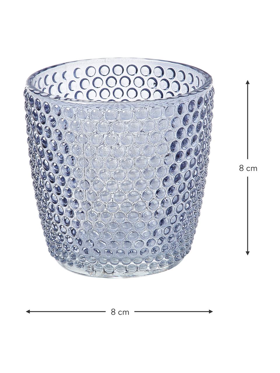 Set de portavelas de vidrio Marilu, 4 uds., Vidrio, Azul, Ø 8 x Al 8 cm