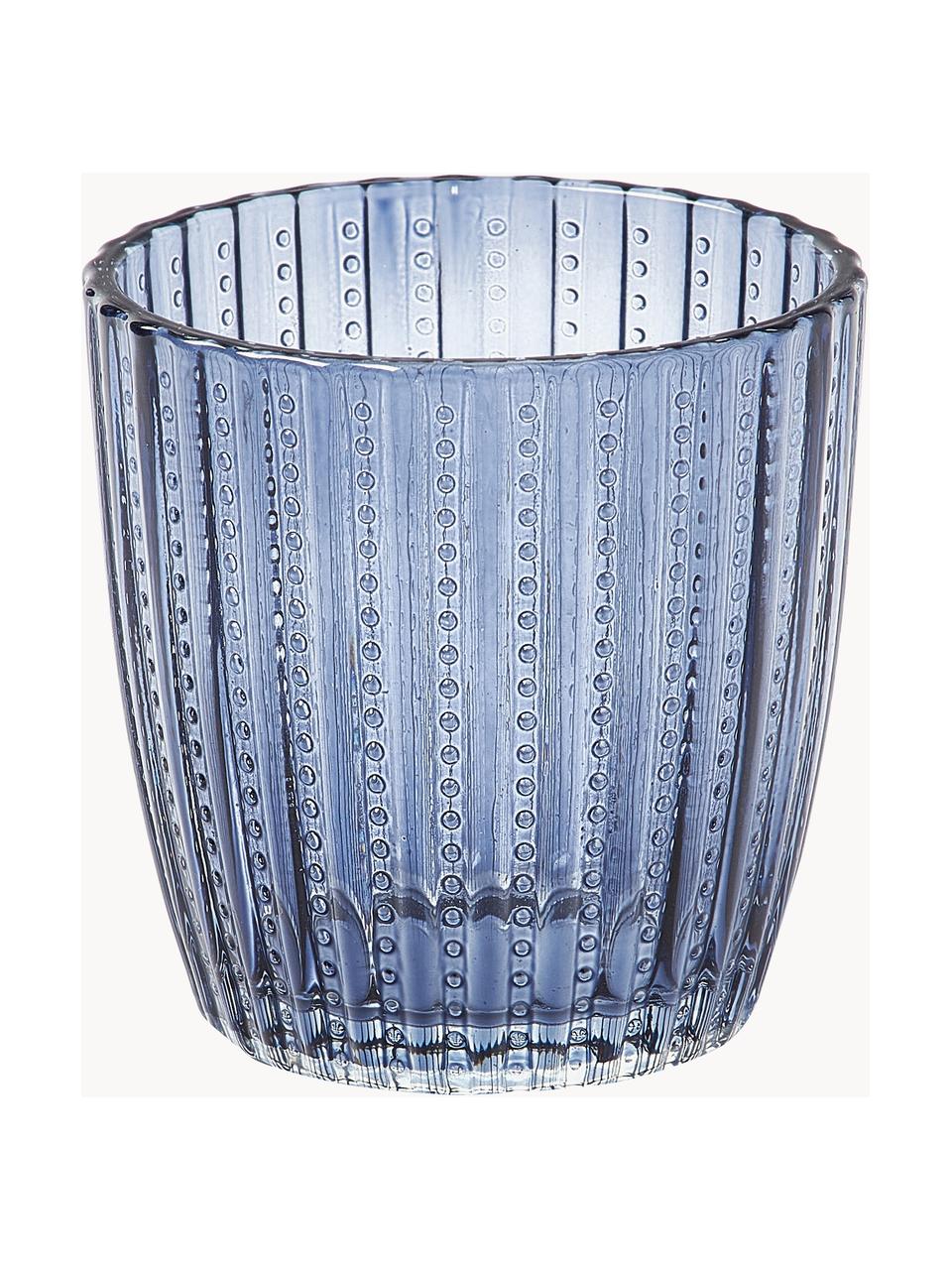 Waxinelichthouder Marilu van glas, set van 4, Glas, Blauwtinten, Ø 8 x H 8 cm