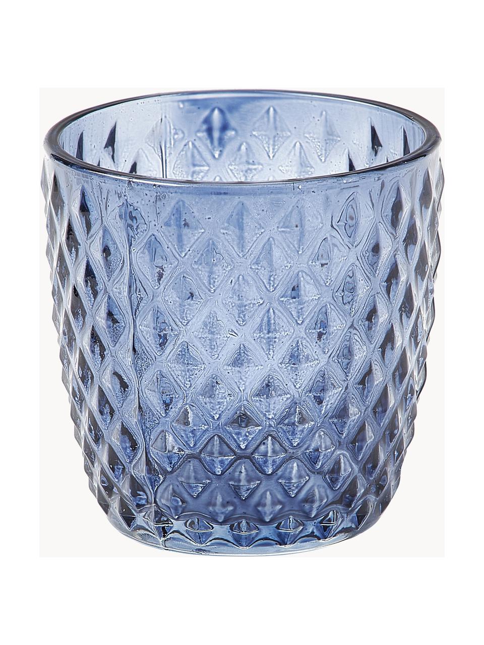 Komplet świeczników na tealighty ze szkła Marilu, 4 elem., Szkło, Odcienie niebieskiego, Ø 8 x W 8 cm