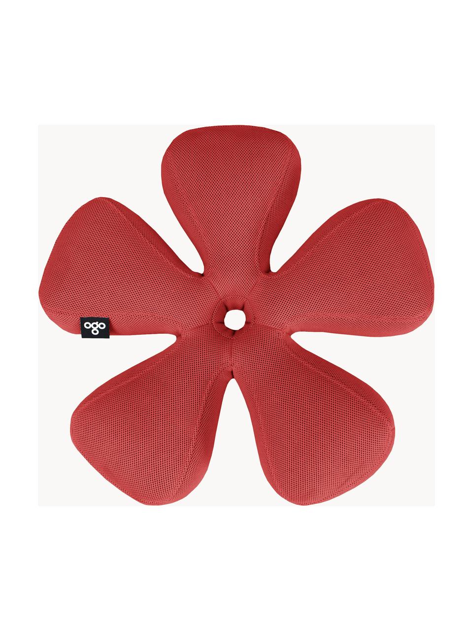 Puf artesanal pequeño para exterior Flower, Tapizado: 70% PAN + 30% PES, imperm, Rojo coral, Ø 72 x Al 17 cm