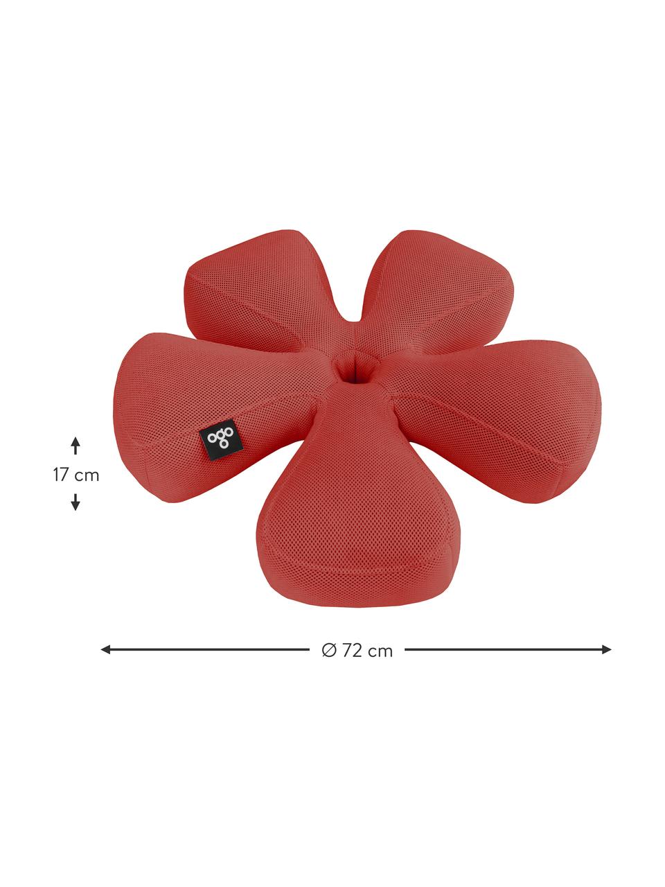 Malý exteriérový sedací vak Flower, ručně vyrobený, Korálově červená, Ø 72 cm, V 17 cm
