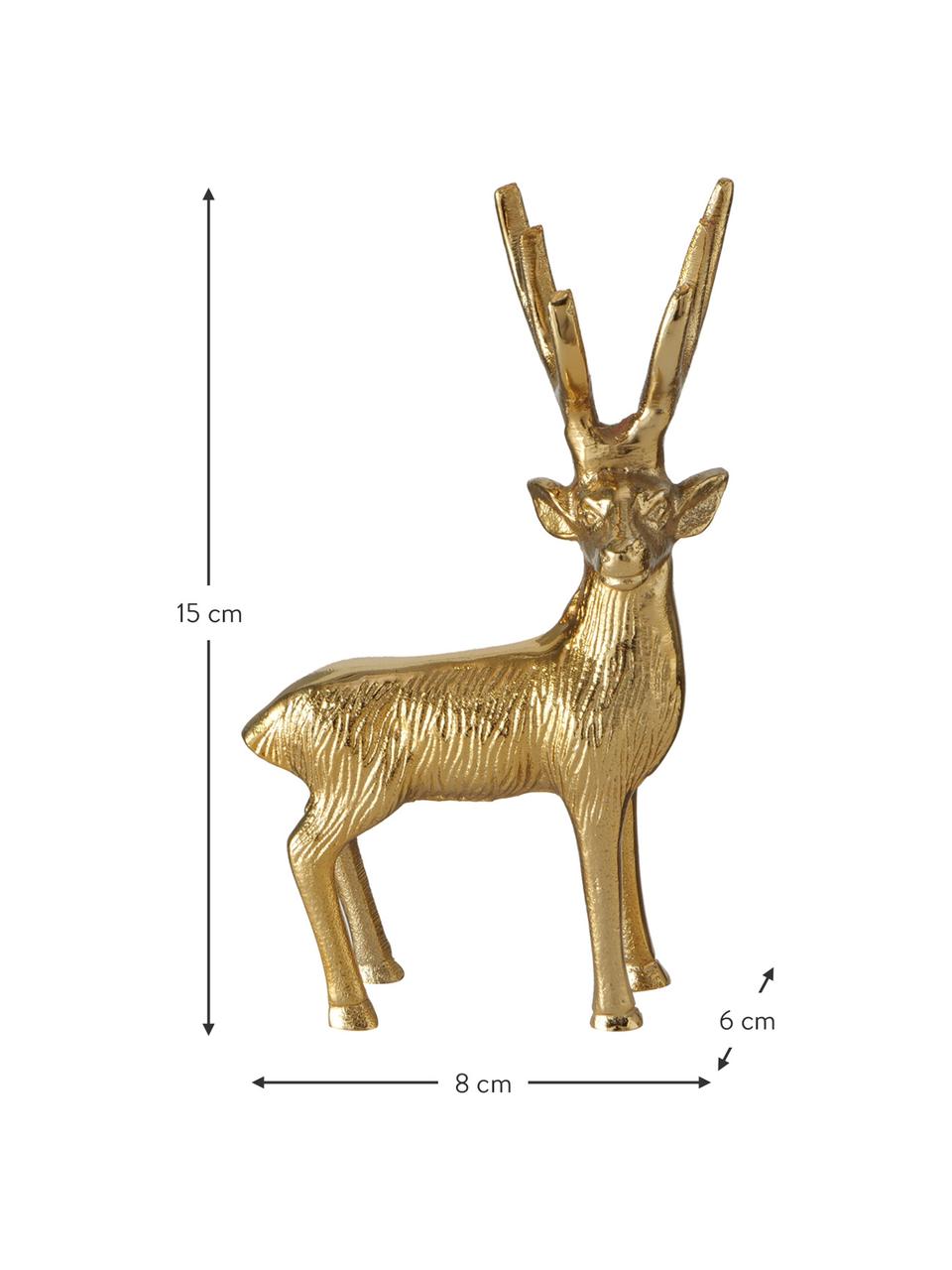 Cerfs pour décoration haut. 15 cm Mendel, 2 élém., Aluminium, enduit, Couleur dorée, larg. 8 x haut. 15 cm