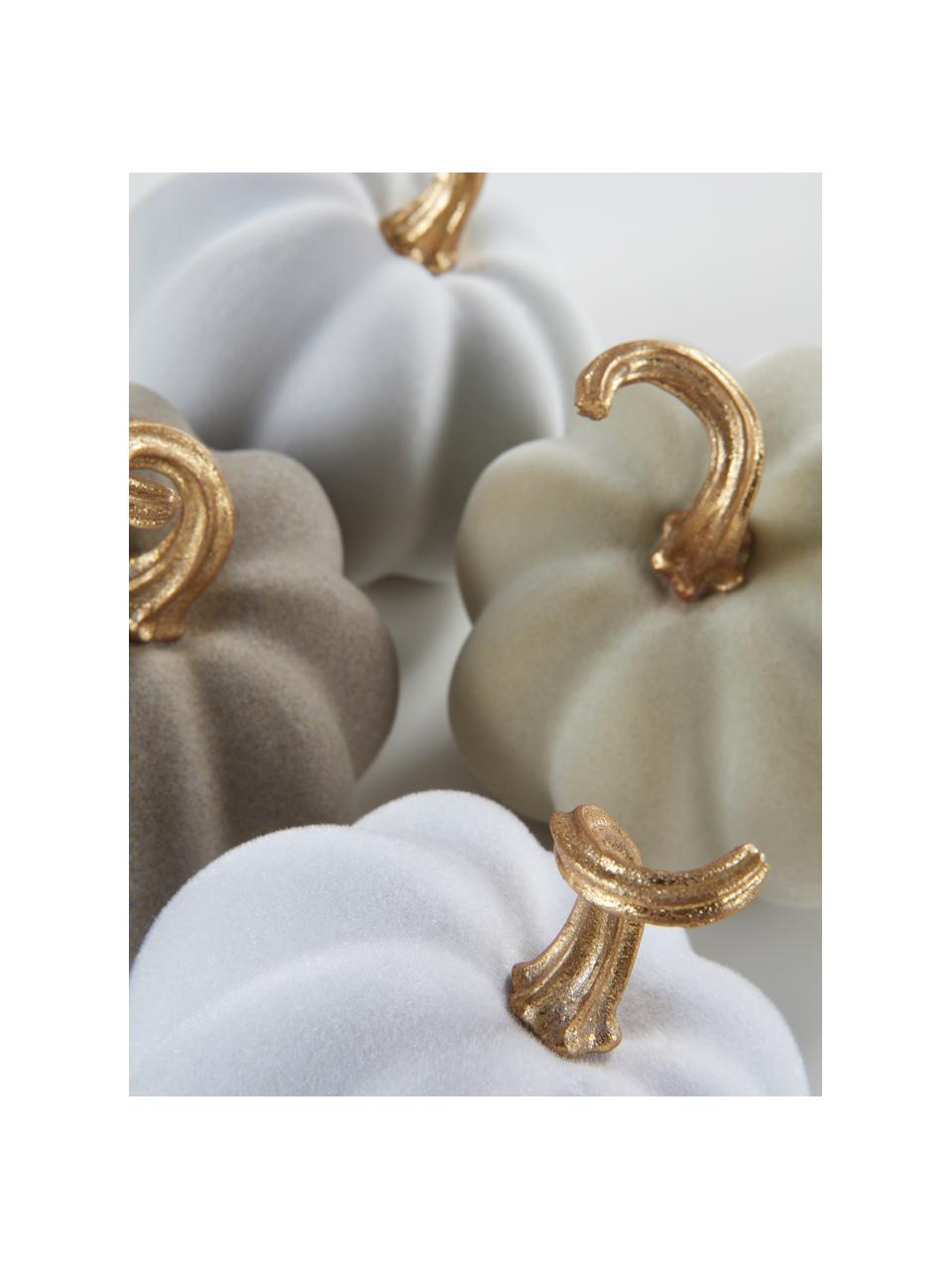 Citrouilles décoratives Mercy, 4 élém., Gris, blanc, doré, Ø 9 x haut. 9 cm