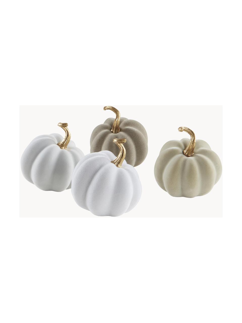 Citrouilles décoratives Mercy, 4 élém., Gris, blanc, doré, Ø 9 x haut. 9 cm