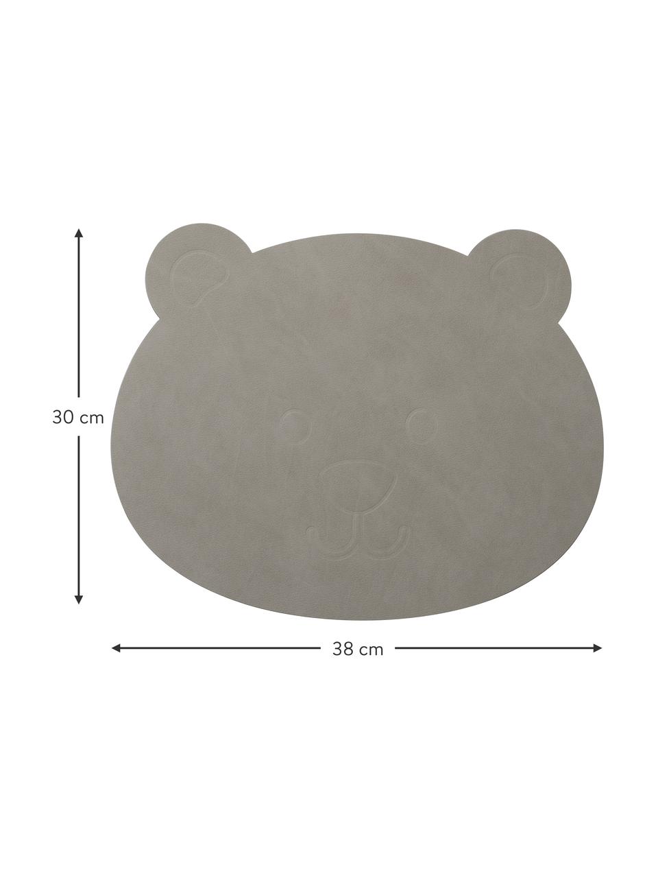 Leren placemat Bear, Kunstleer, rubber, Grijs, B 38 x L 30 cm
