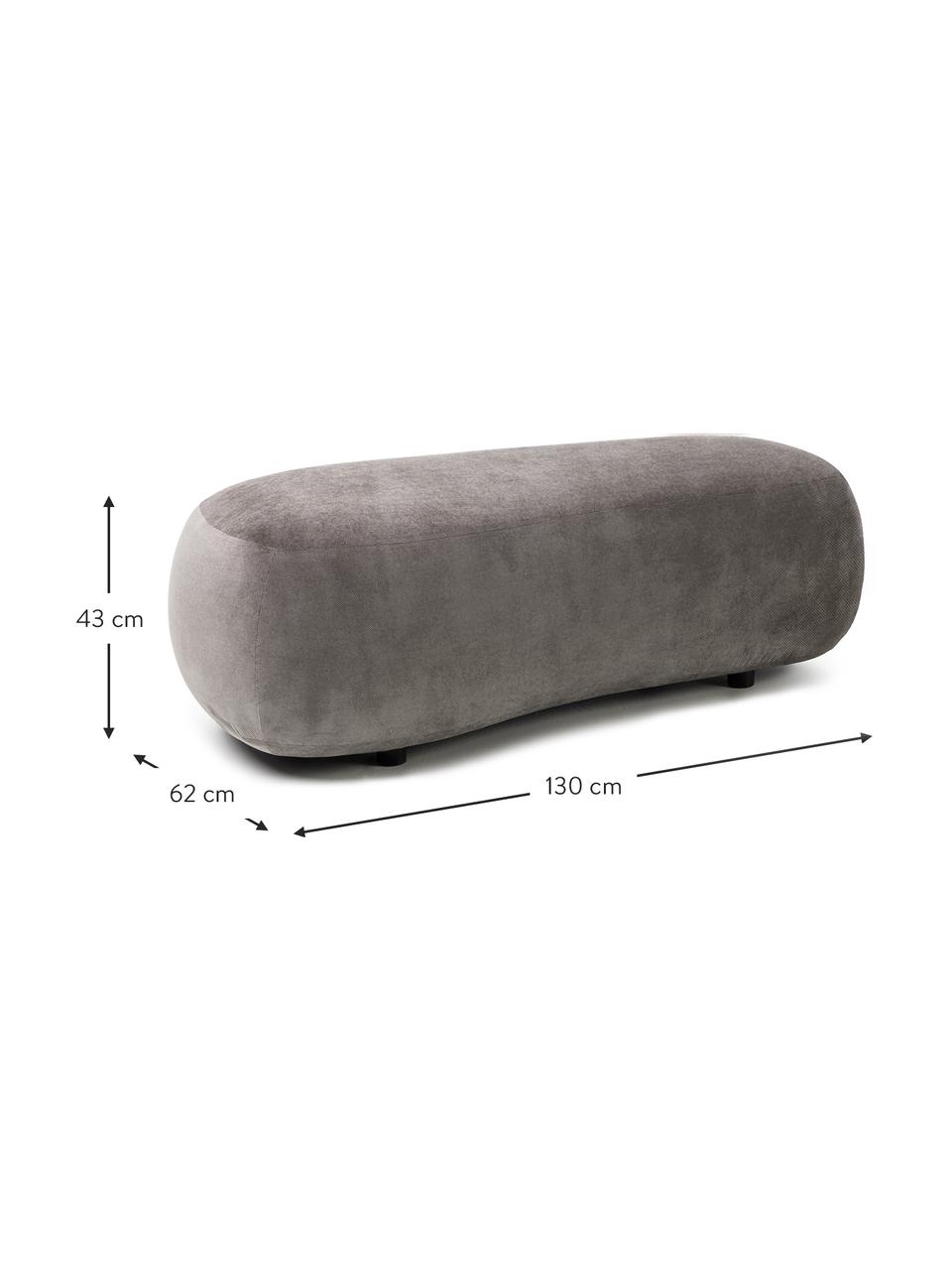 Pouf canapé haricot Alba, Tissu gris, larg. 130 x prof. 62 cm