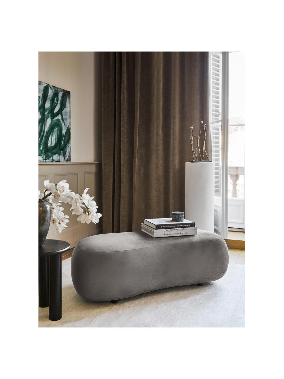 Panca a fagiolo Alba, Rivestimento: 97% poliestere, 3% nylon , Struttura: legno massiccio di abete , Piedini: plastica, Tessuto grigio, Larg. 130 x Prof. 62 cm