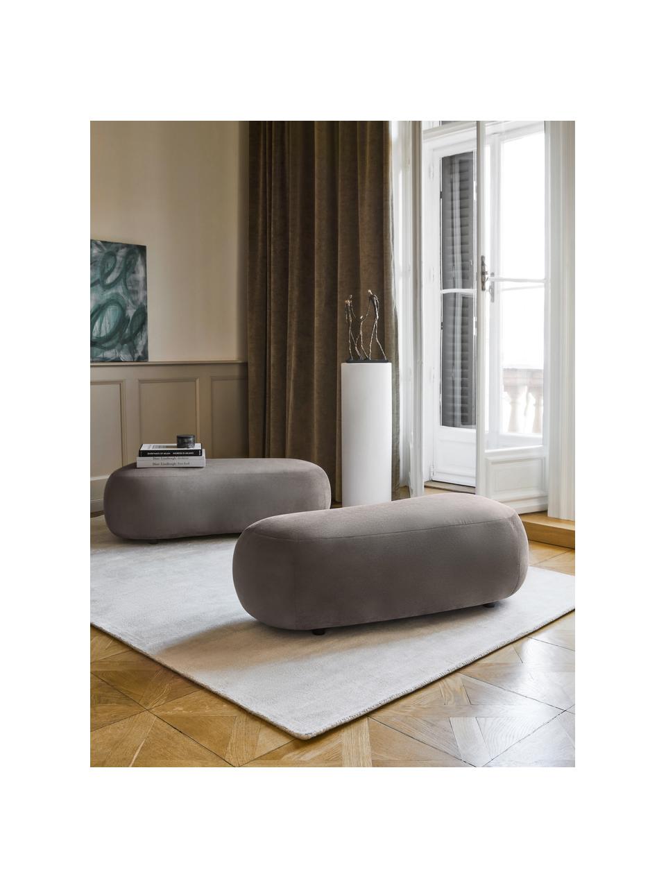 Pouf Alba, Tissu taupe, larg. 130 x prof. 62 cm