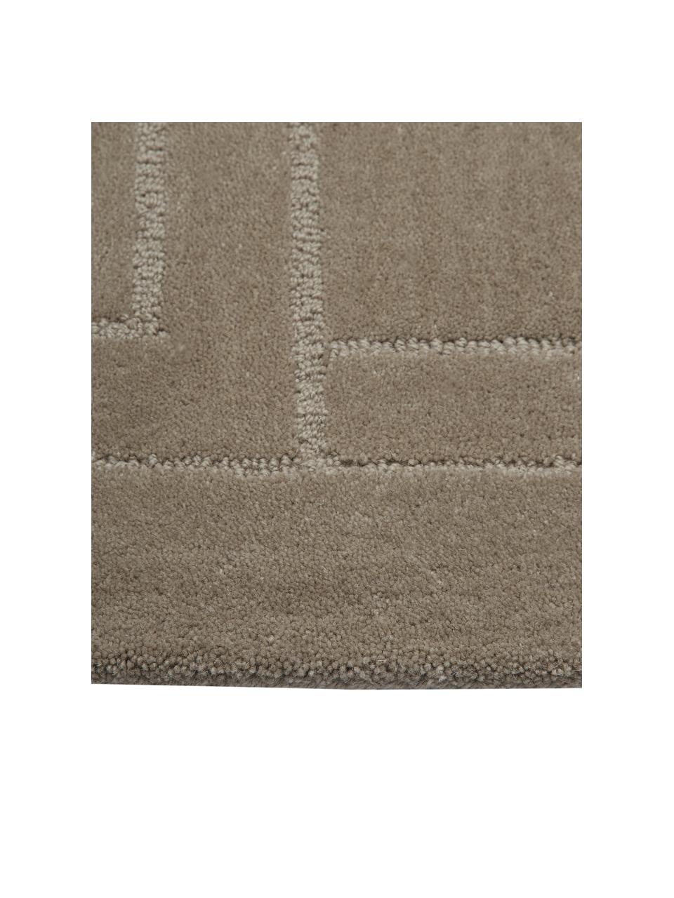 Alfombra artesanal de lana Alan, Parte superior: 100% lana, Reverso: 100% algodón Las alfombra, Gris pardo estampado, An 80 x L 150 cm (Tamaño XS)