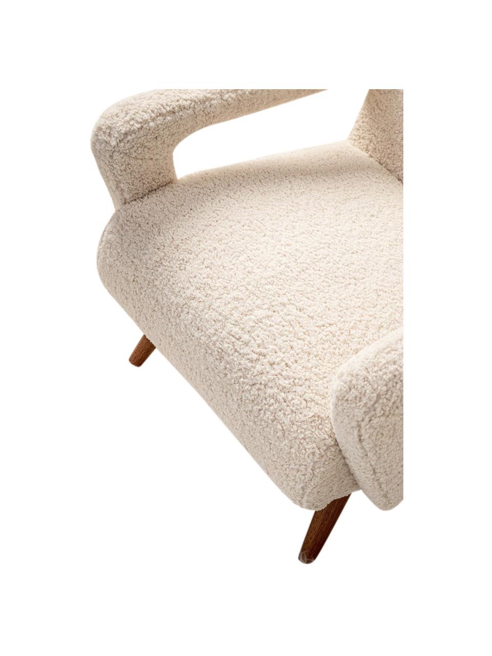 Fauteuil lounge tissu peluche blanc Berna, Tissu peluche blanc, larg. 65 x prof. 79 cm