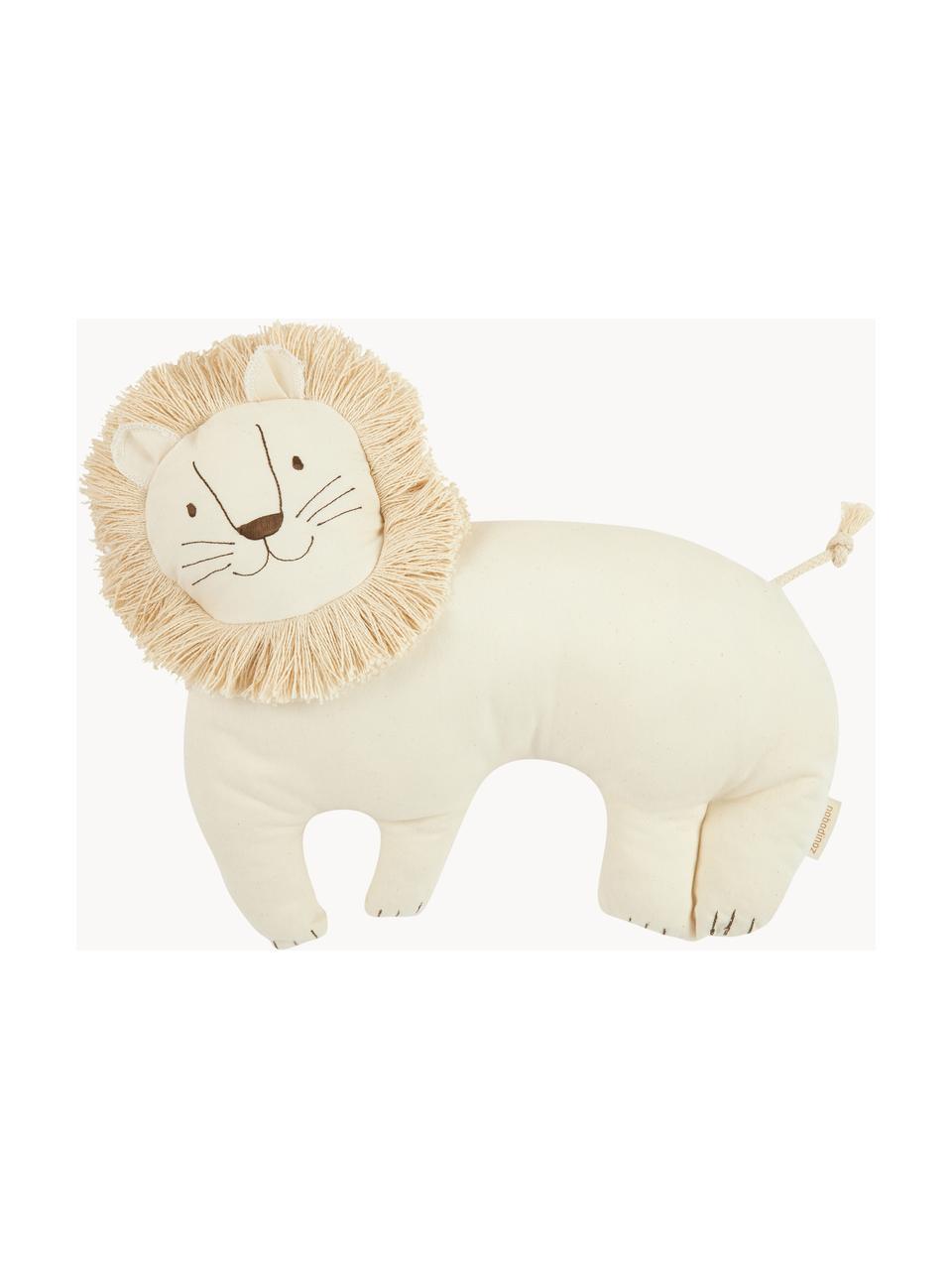 Peluche en coton Lion, Blanc crème, beige clair, larg. 40 x haut. 16 cm