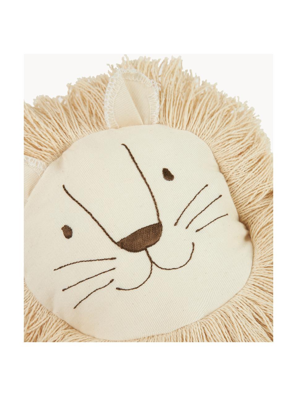 Peluche en coton Lion, Blanc crème, beige clair, larg. 40 x haut. 16 cm