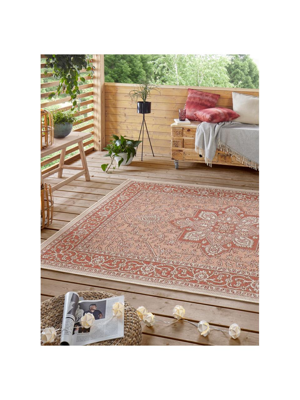 In- & Outdoor-Teppich Anjara im Vintage Style, 100% Polypropylen, Terrakottarot, Beige, B 200 x L 290 cm (Größe L)