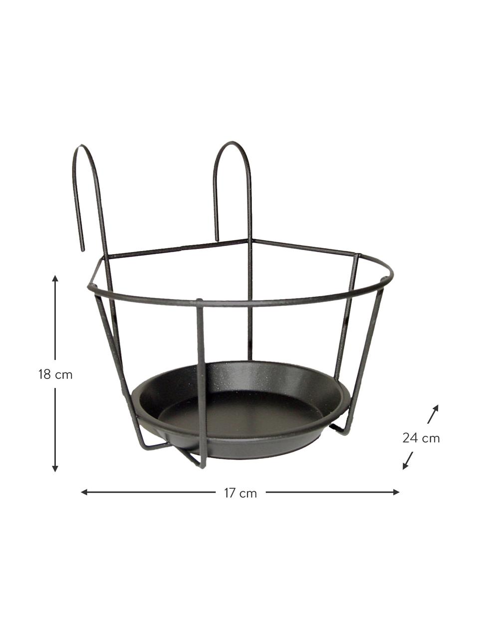 Uchwyt balkonowy na donice Alyssa, Metal, Czarny, S 22 x W 23 cm