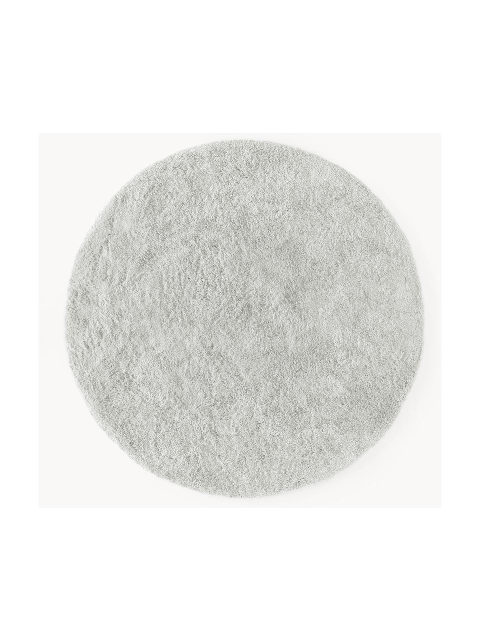 Flauschiger runder Hochflor-Teppich Leighton, Flor: Mikrofaser (100 % Polyest, Hellgrau, Ø 150 cm (Größe M)