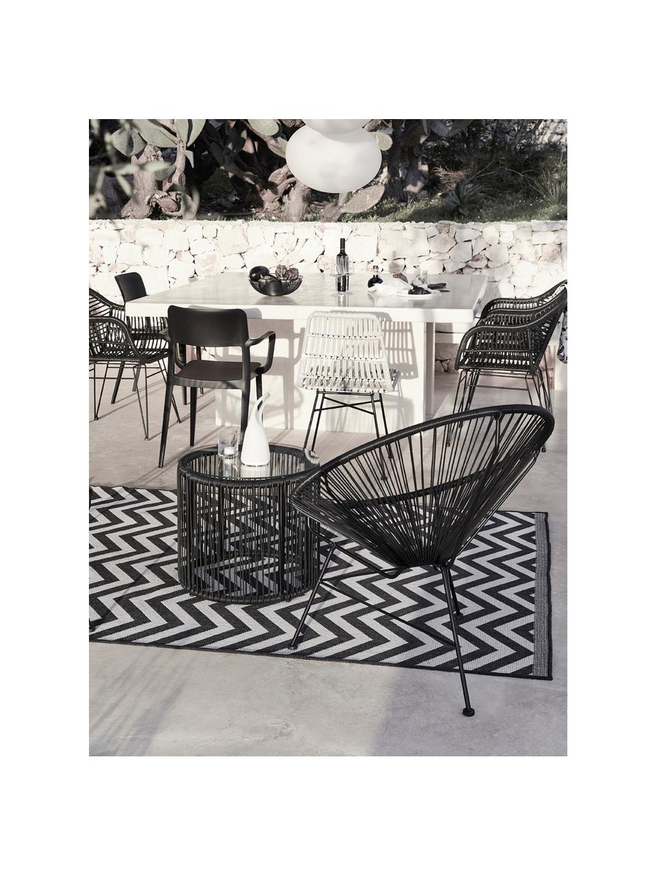 Table d'appoint avec plateau en verre Bahia, Noir, Ø 50 x haut. 45 cm