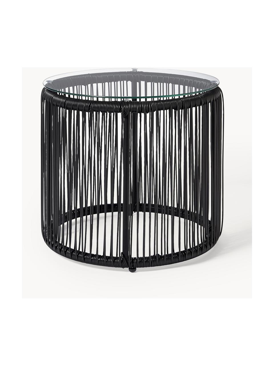 Table d'appoint avec plateau en verre Bahia, Noir, Ø 50 x haut. 45 cm