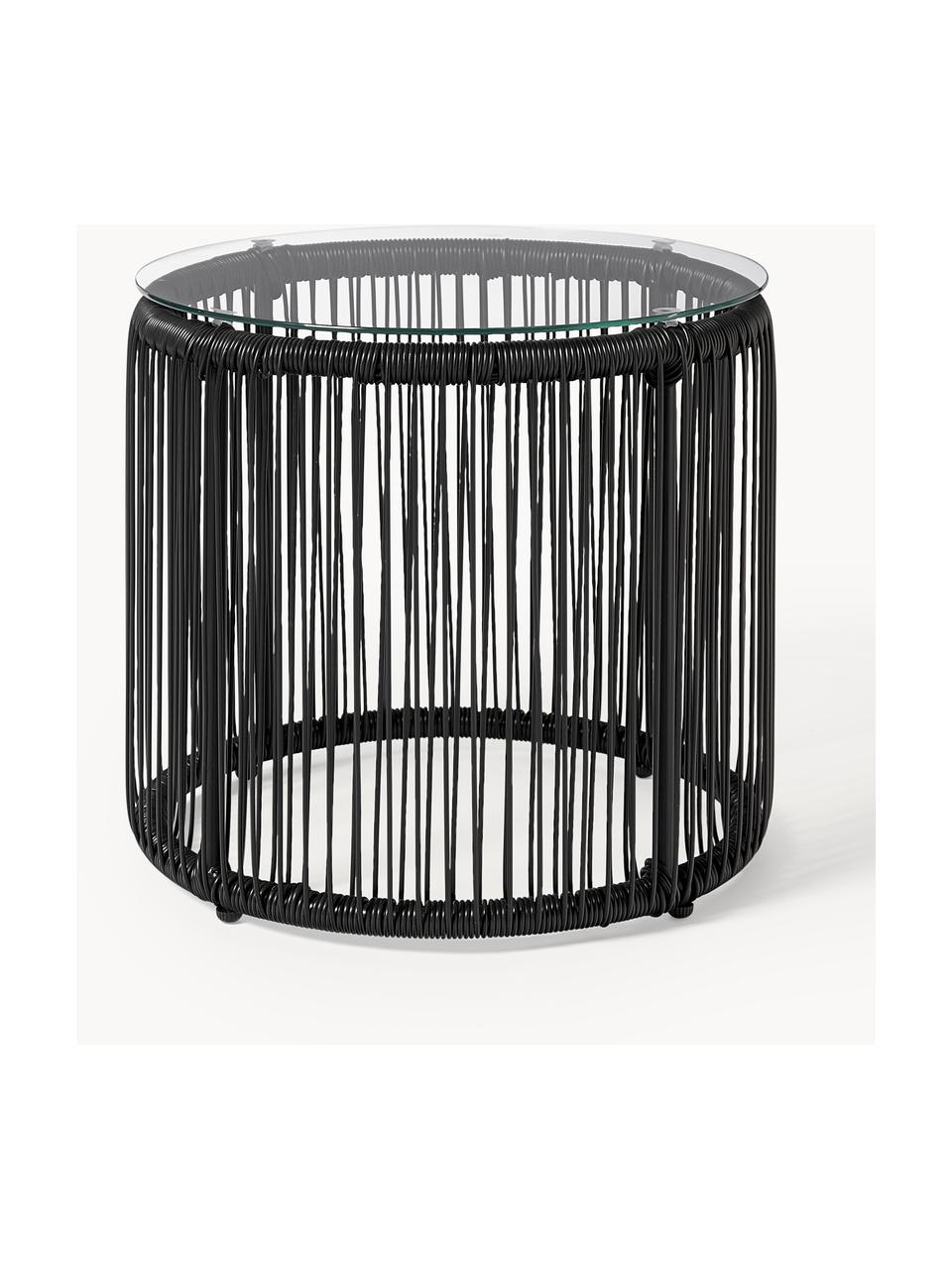 Table d'appoint avec plateau en verre Bahia, Noir, Ø 50 x haut. 45 cm