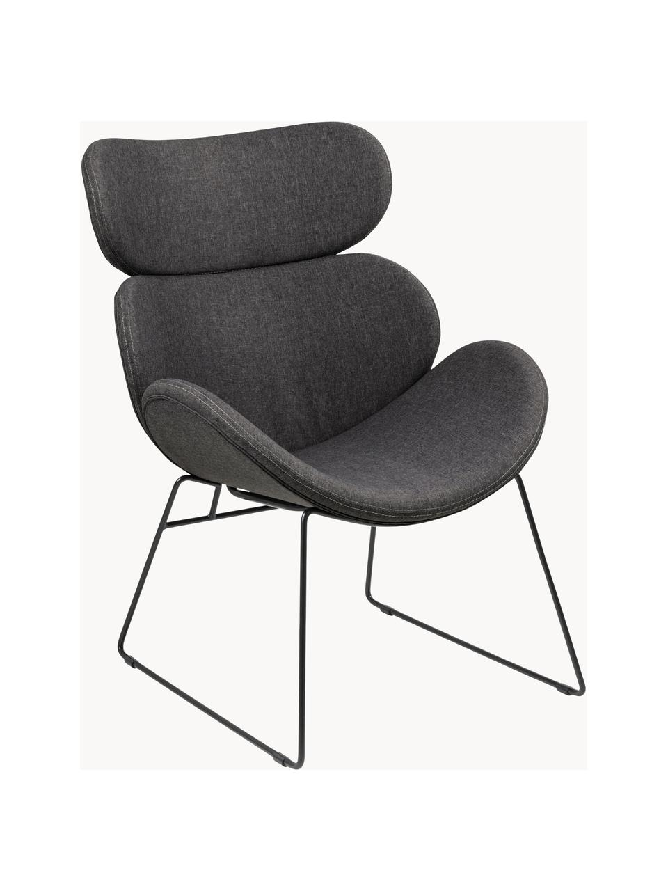 Fauteuil lounge en cuir synthétique Cazar, Tissu anthracite, larg. 69 x prof. 79 cm