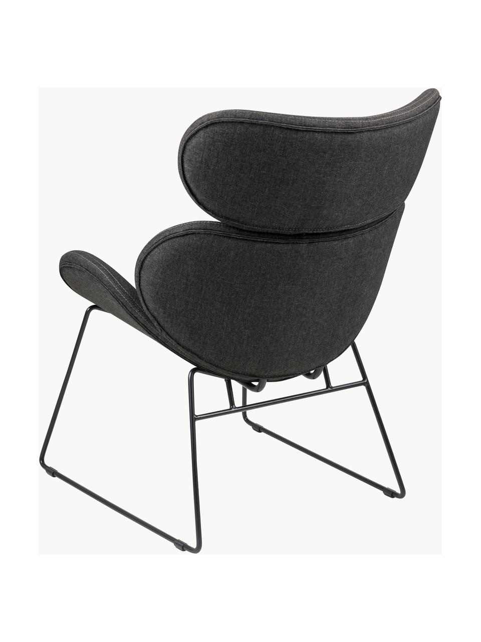 Loungefauteuil Cazar, Bekleding: 100% polyester, Frame: gepoedercoat metaal, Geweven stof antraciet, B 69 x D 79 cm