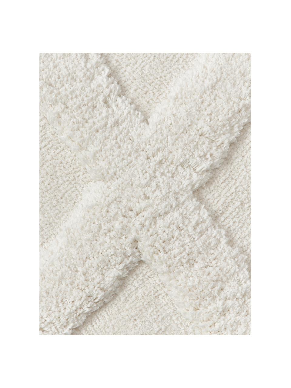 Načechraný koberec s vysokým vlasem a strukturovaným povrchem Magda, Krémově bílá, Š 80 cm, D 150 cm (velikost XS)