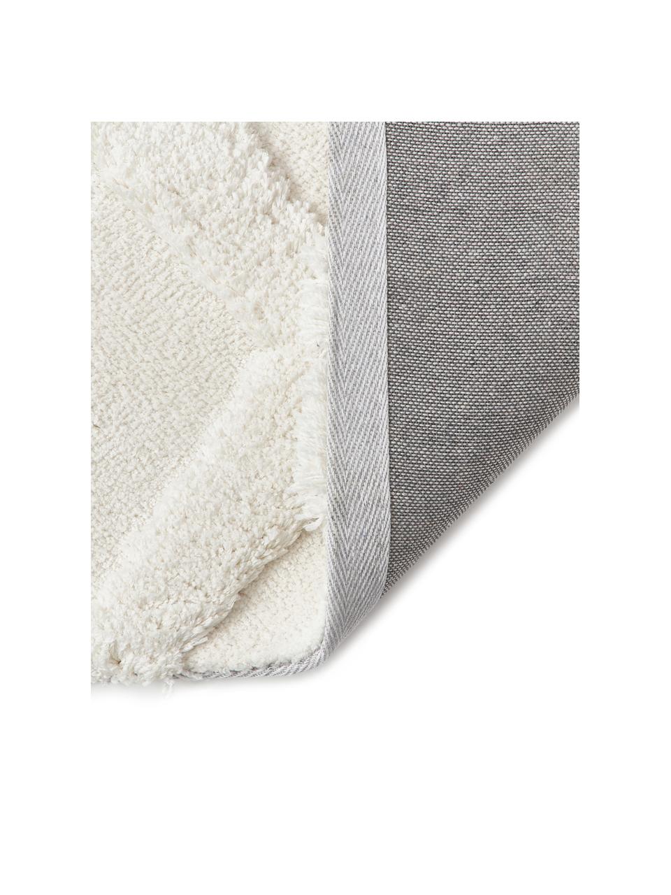 Tapis poils longs moelleux texturé Magda, Blanc crème, larg. 80 x long. 150 cm (taille XS)