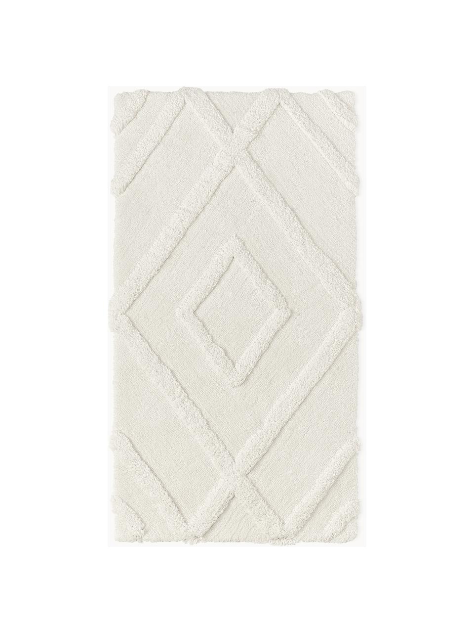 Tapis poils longs moelleux texturé Magda, Blanc crème, larg. 160 x long. 230 cm (taille M)