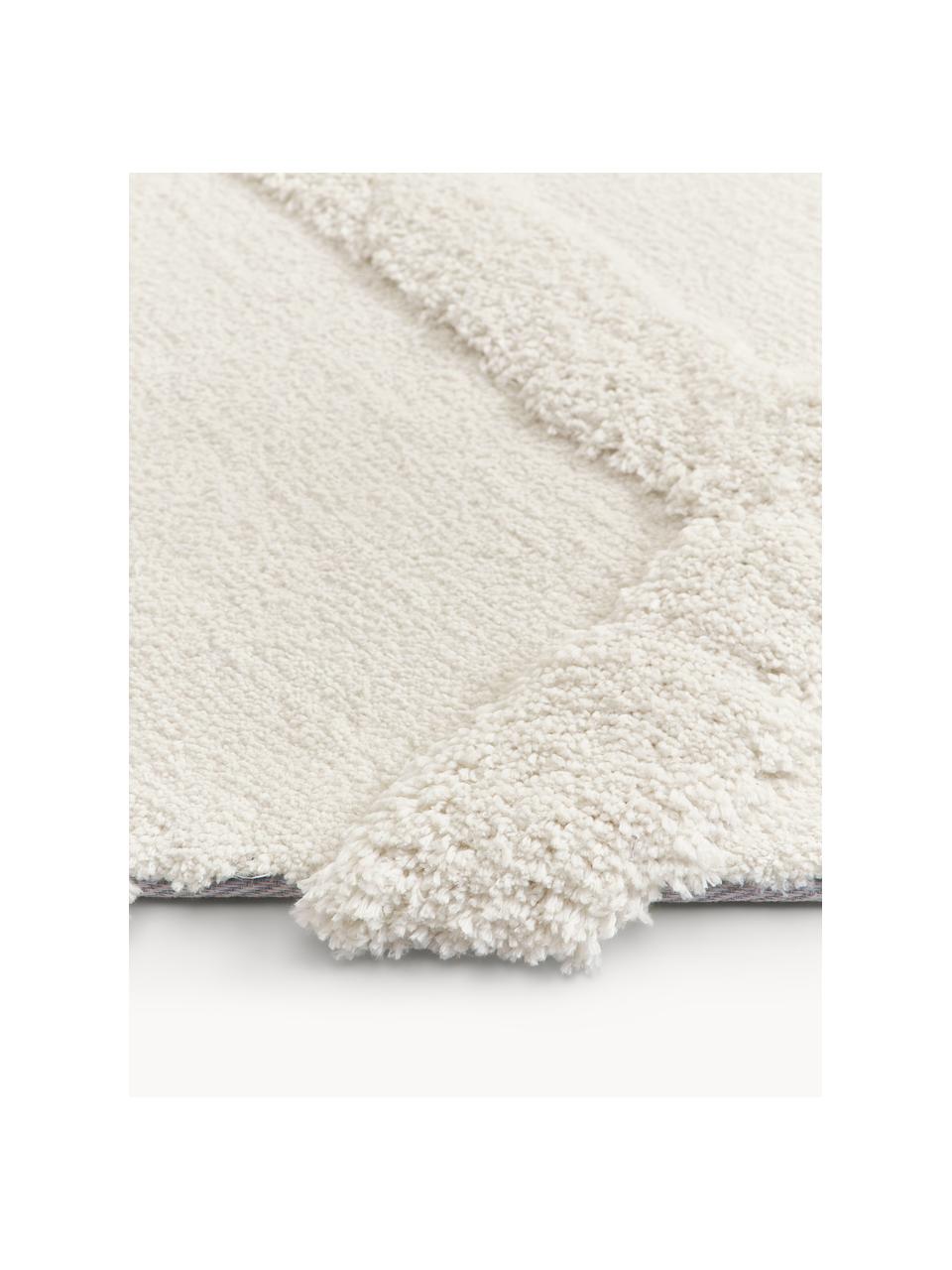 Flauschiger Hochflorteppich Magda mit erhabener Hoch-Tief-Struktur, Flor: Mikrofaser (100 % Polyest, Cremeweiß, B 160 x L 230 cm (Größe M)