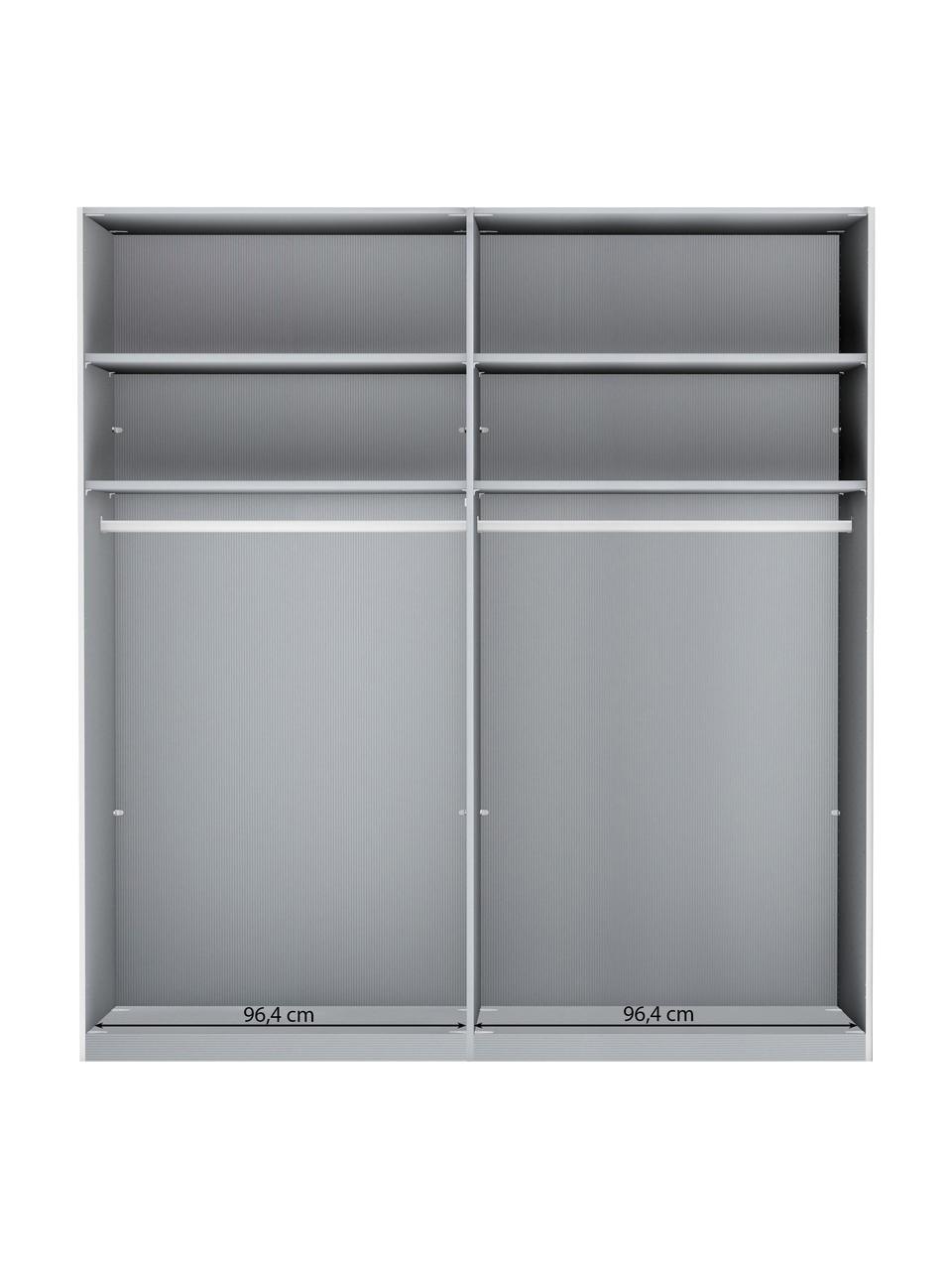 Armario Monaco, 2 puertas correderas, Estructura: material de madera recubi, Barra: metal recubierto, Blanco, An 198 x Al 217 cm