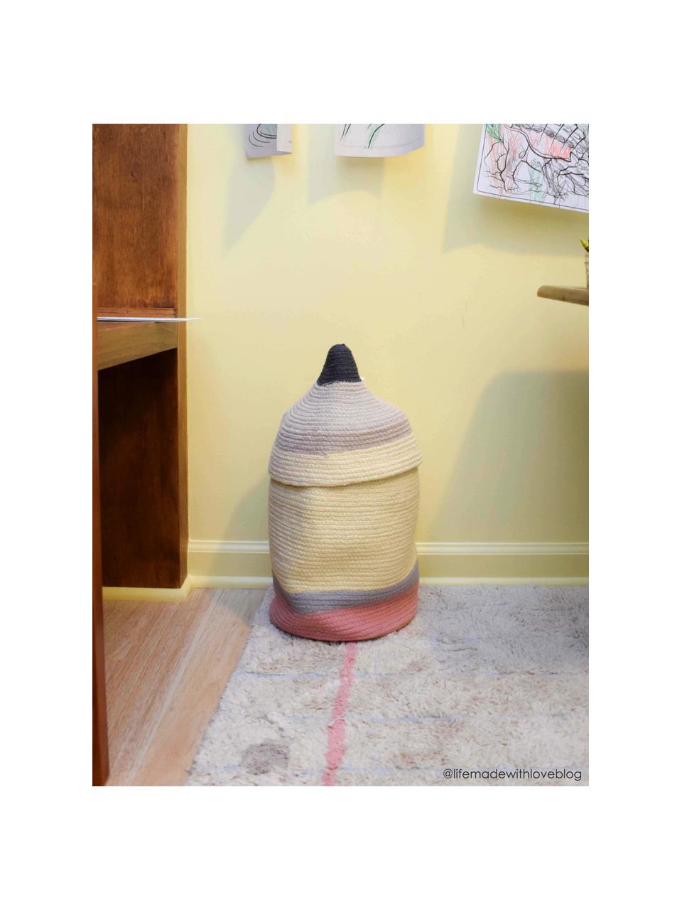 Ręcznie wykonany dziecięcy kosz do przechowywania Pencil, 97% bawełna, 3% włókna syntetyczne, Wielobarwny, Ø 25 x W 45 cm