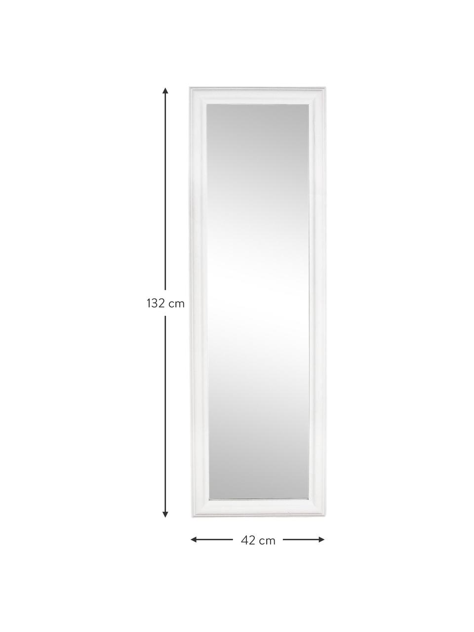 Eckiger Wandspiegel Sanzio mit weißem Paulowniaholzrahmen, Rahmen: Paulowniaholz, beschichte, Spiegelfläche: Spiegelglas, Weiß, B 42 x H 132 cm