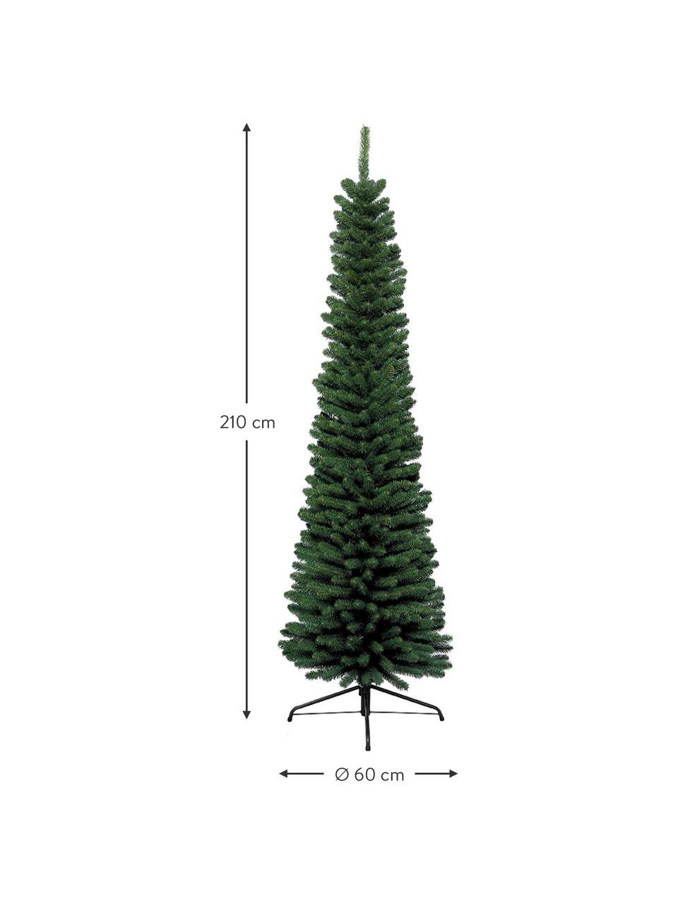 Decoratieve kerstboom Pencil, H 210 cm, Kunststof (PVC), Groen, Ø 60 x H 210 cm