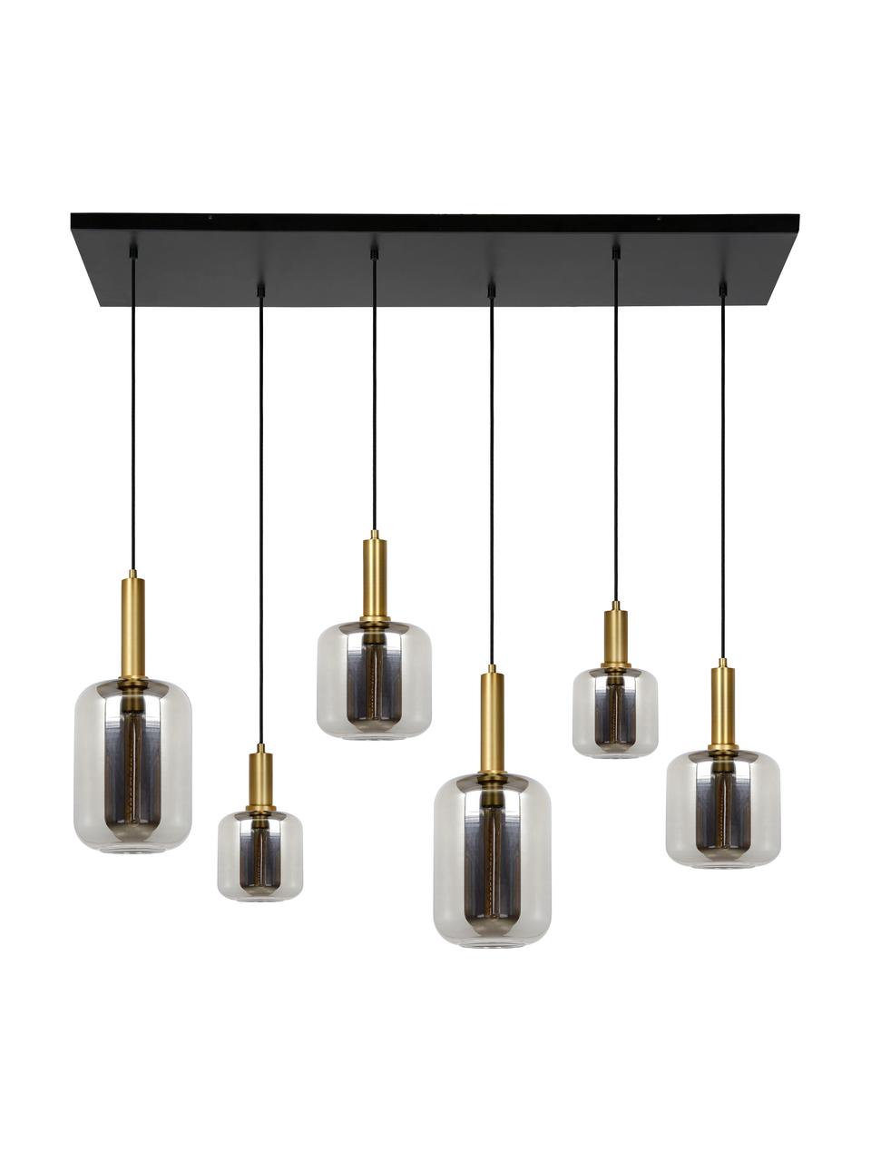 Große Pendelleuchte Joanet, Lampenschirm: Glas, Baldachin: Metall, beschichtet, Chromfarben, Goldfarben, B 132 x H 150 cm