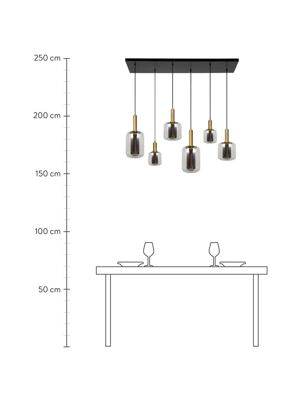 Große Pendelleuchte Joanet, Lampenschirm: Glas, Baldachin: Metall, beschichtet, Chromfarben, Goldfarben, B 132 x H 150 cm