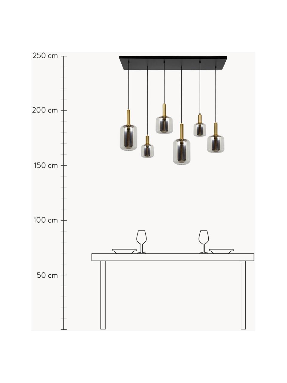 Große Pendelleuchte Joanet, Lampenschirm: Glas, Baldachin: Metall, beschichtet, Silberfarben, Goldfarben, B 132 x H 150 cm