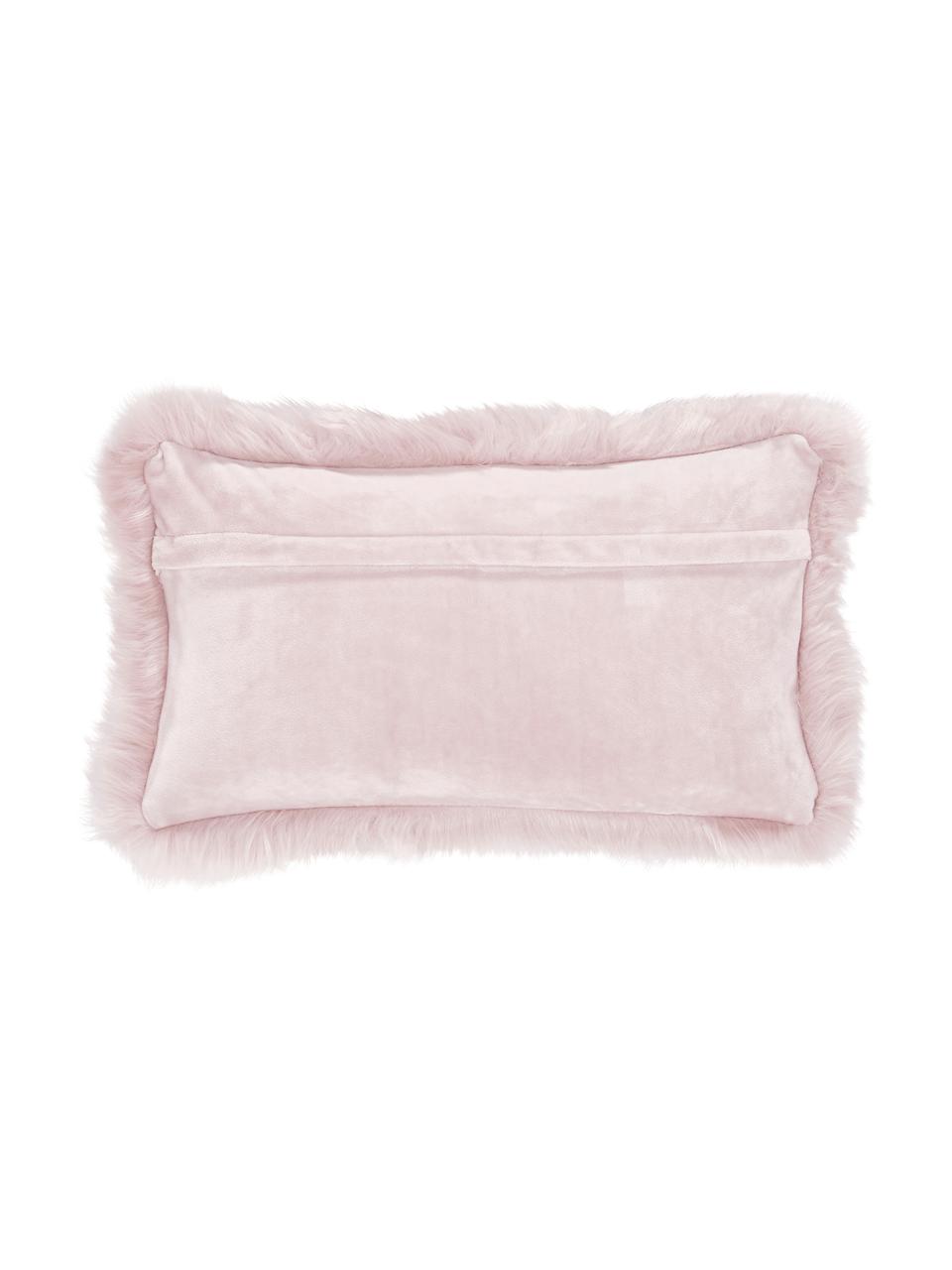 Flauschige Kunstfell-Kissenhülle Mathilde in Rosa, glatt, Vorderseite: 67% Akryl, 33% Polyester, Rückseite: 100% Polyester, Rosa, B 30 x L 50 cm