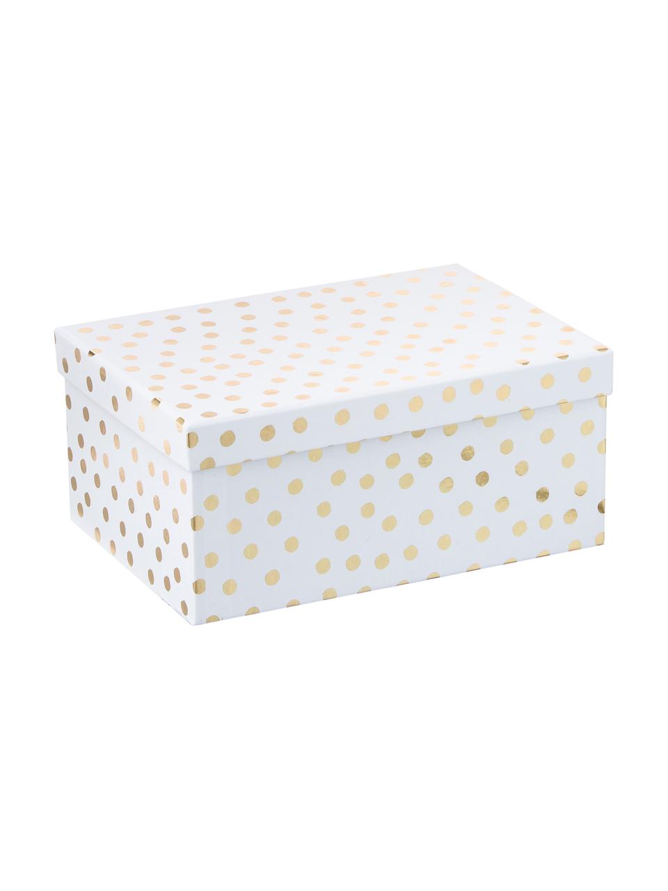 Geschenkboxen-Set Kontrast, 4-tlg., Papier, Weiß, Goldfarben, Sondergrößen