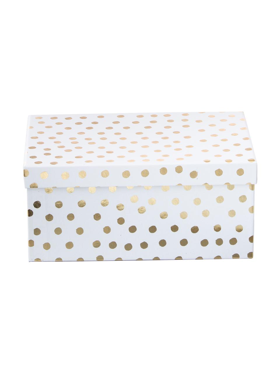 Set de cajas de regalo Kontrast, 4 pzas., Papel, Blanco, dorado, Set de diferentes tamaños