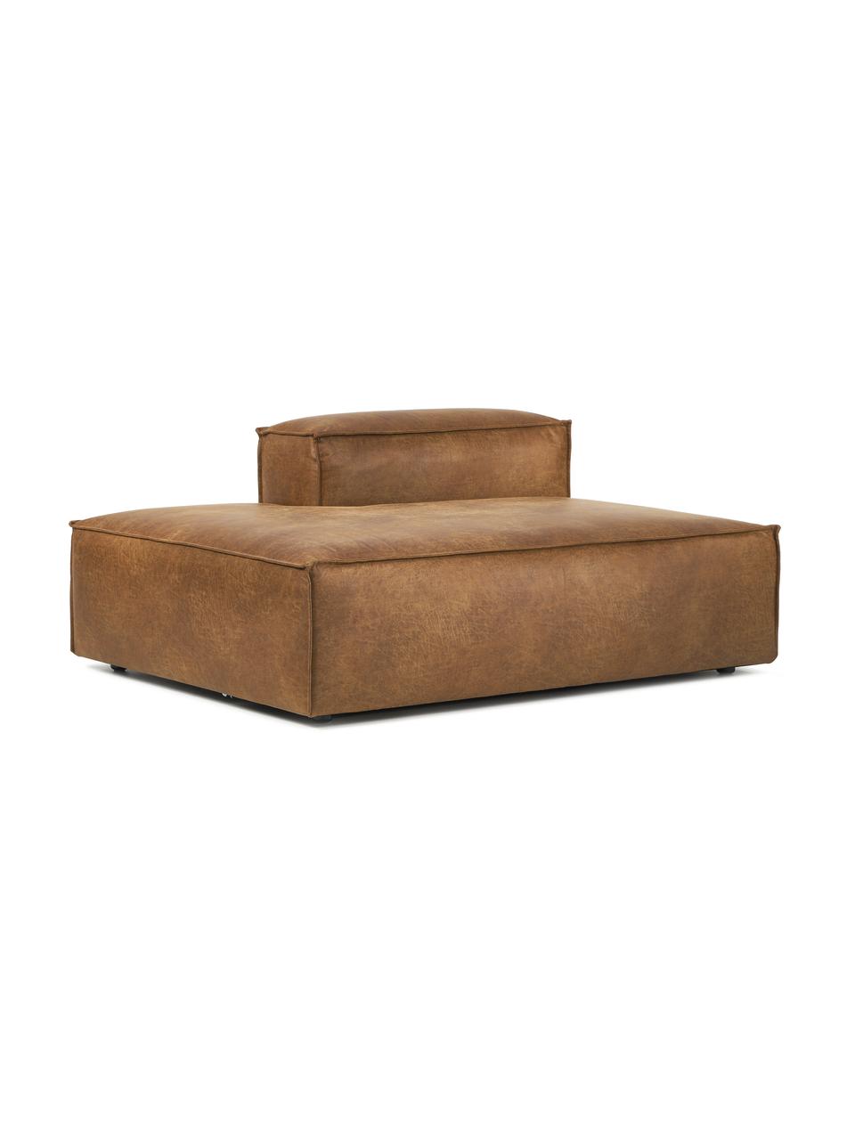 Modul šezlong z recyklovanej kože Lennon, Koža hnedá, Š 150 x V 68 cm, s operadlom napravo